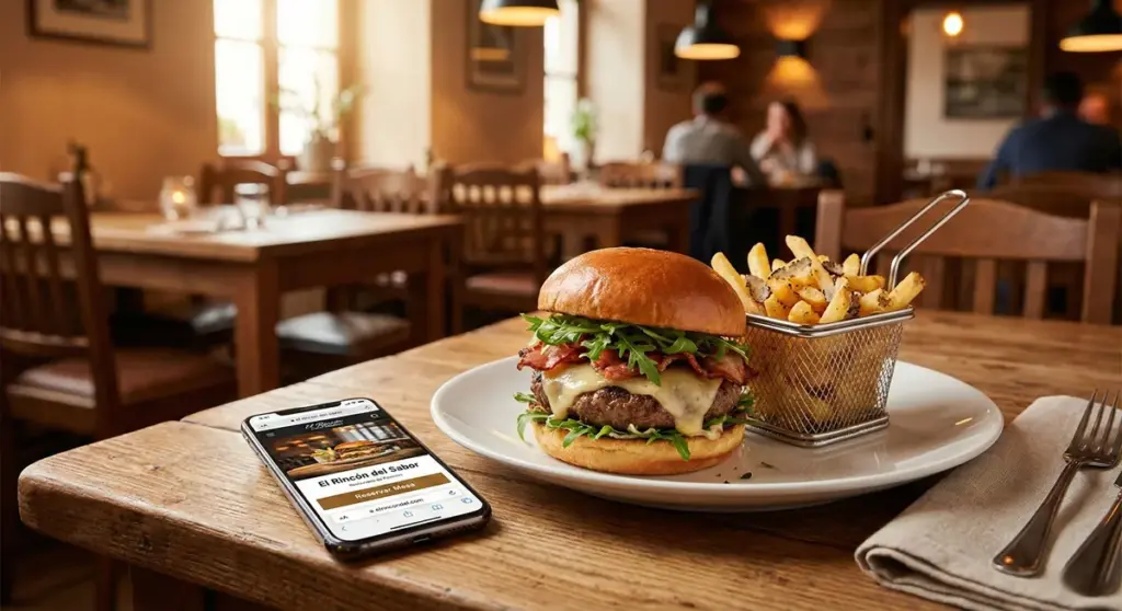 Una hamburguesa servida en un restaurante