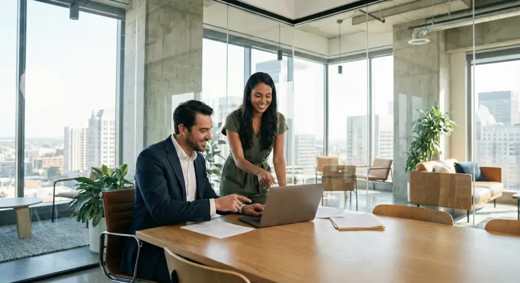 Dos abogados comentando un caso